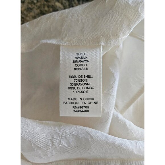 Rebecca Taylor Floral Hammered Silk Cami in Vanilla Ruffle Trim Neckline Size 6 - Picture 7 of 8